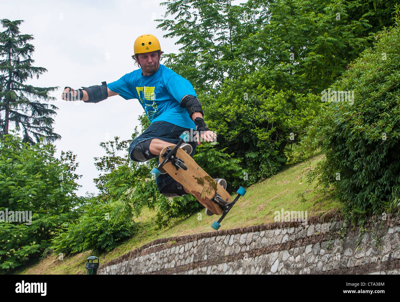 Europe Italy Piedmont, Turin Villa della Regina Free Board Acrobatic  Jump Stock Photo