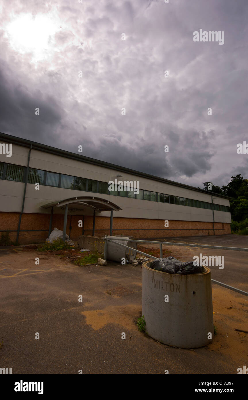 Boarded up commercial property warehouse Stock Photo