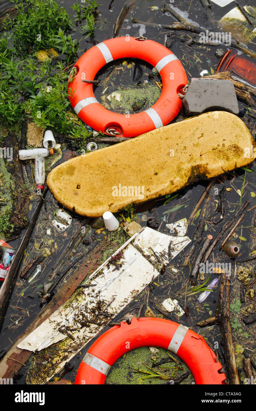 Rubbish in river in England UK Stock Photo Alamy