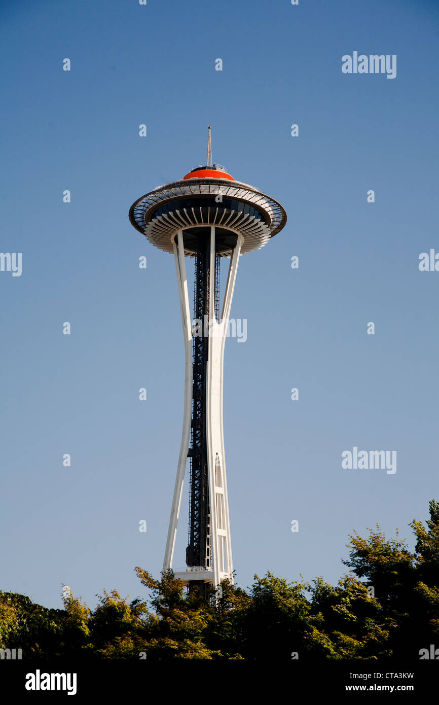 The Space Needle Seattle Washington State USA against a clear blue sky Stock Photo