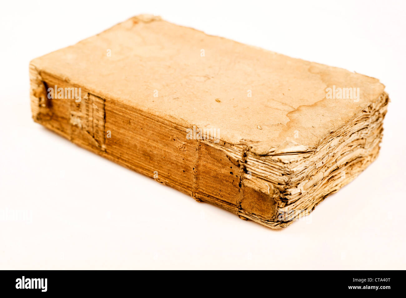 XVIII century old book, very damaged Stock Photo