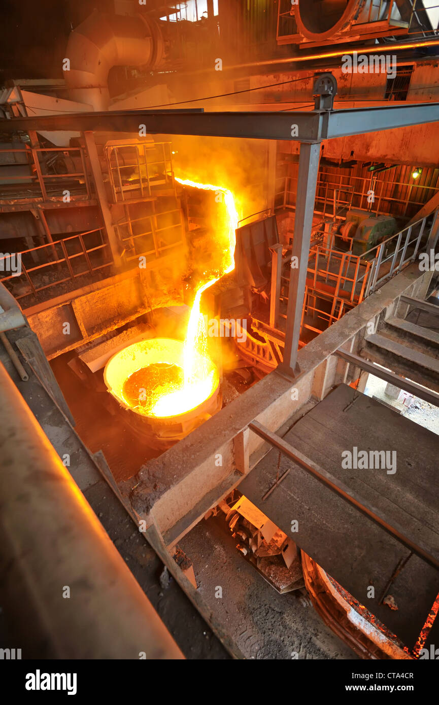 transportation molten hot steel Stock Photo