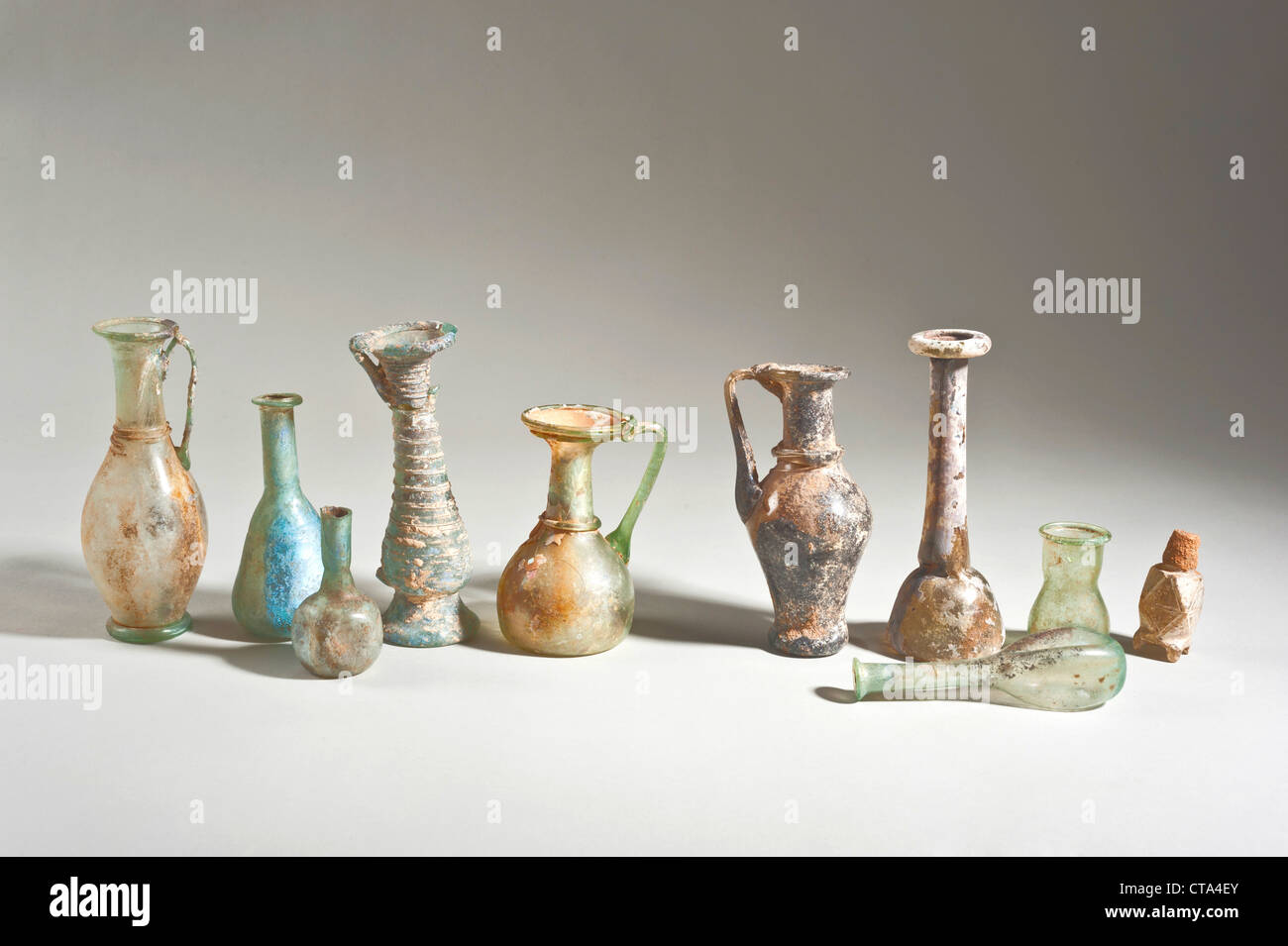 Roman and Islamic period glass bottles Stock Photo