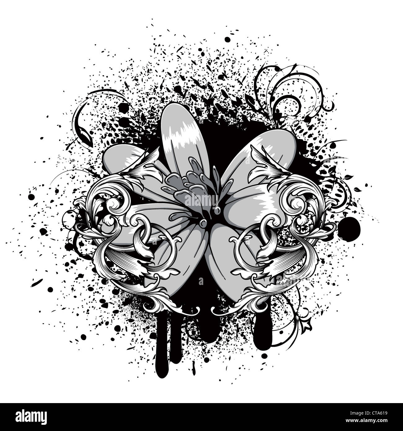 flower with grunge vector illustration Stock Photo - Alamy