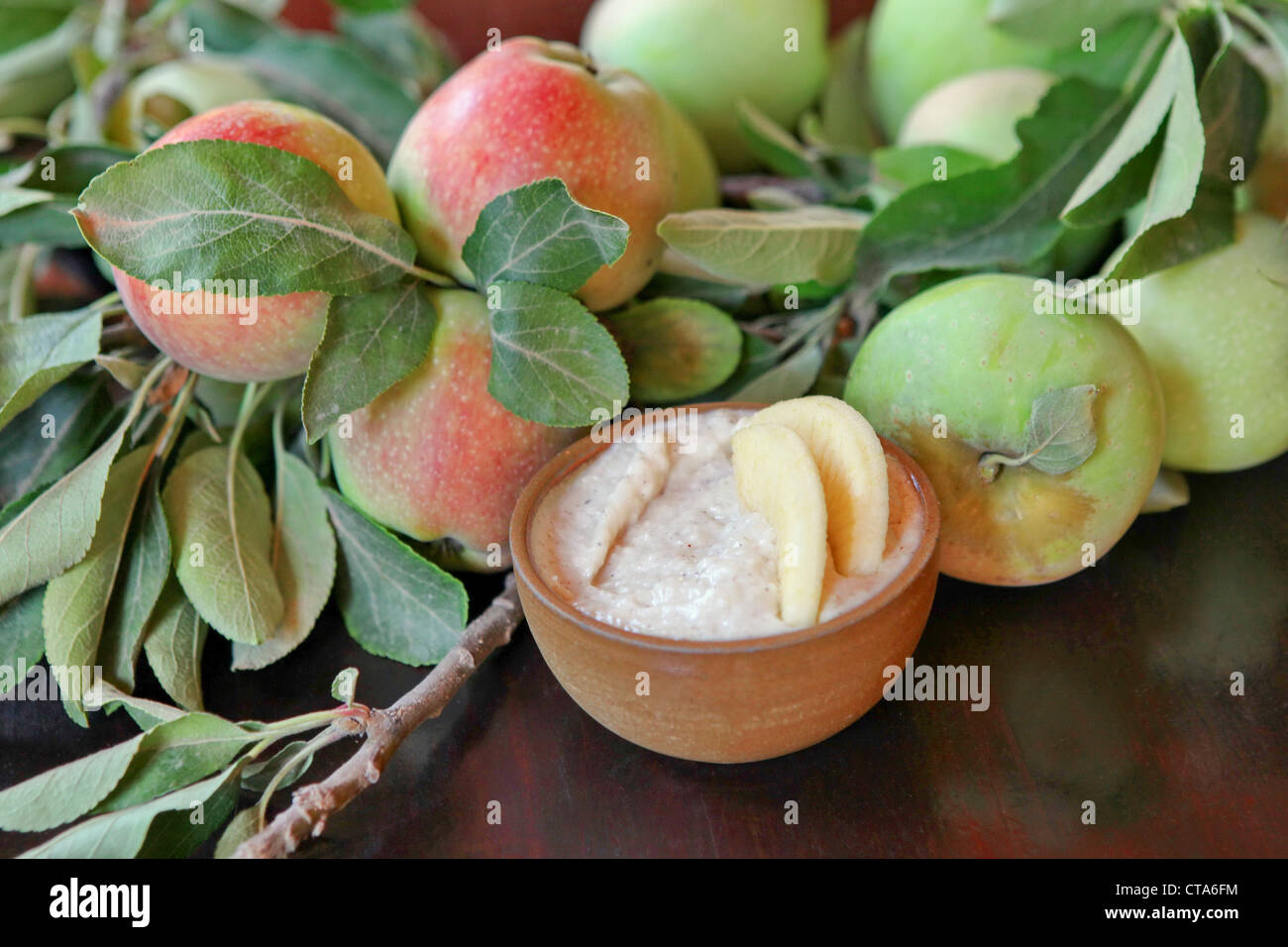 Taramosalata a Greek and Turkish meze of Fish Roe salad (Ikra) and apples Stock Photo