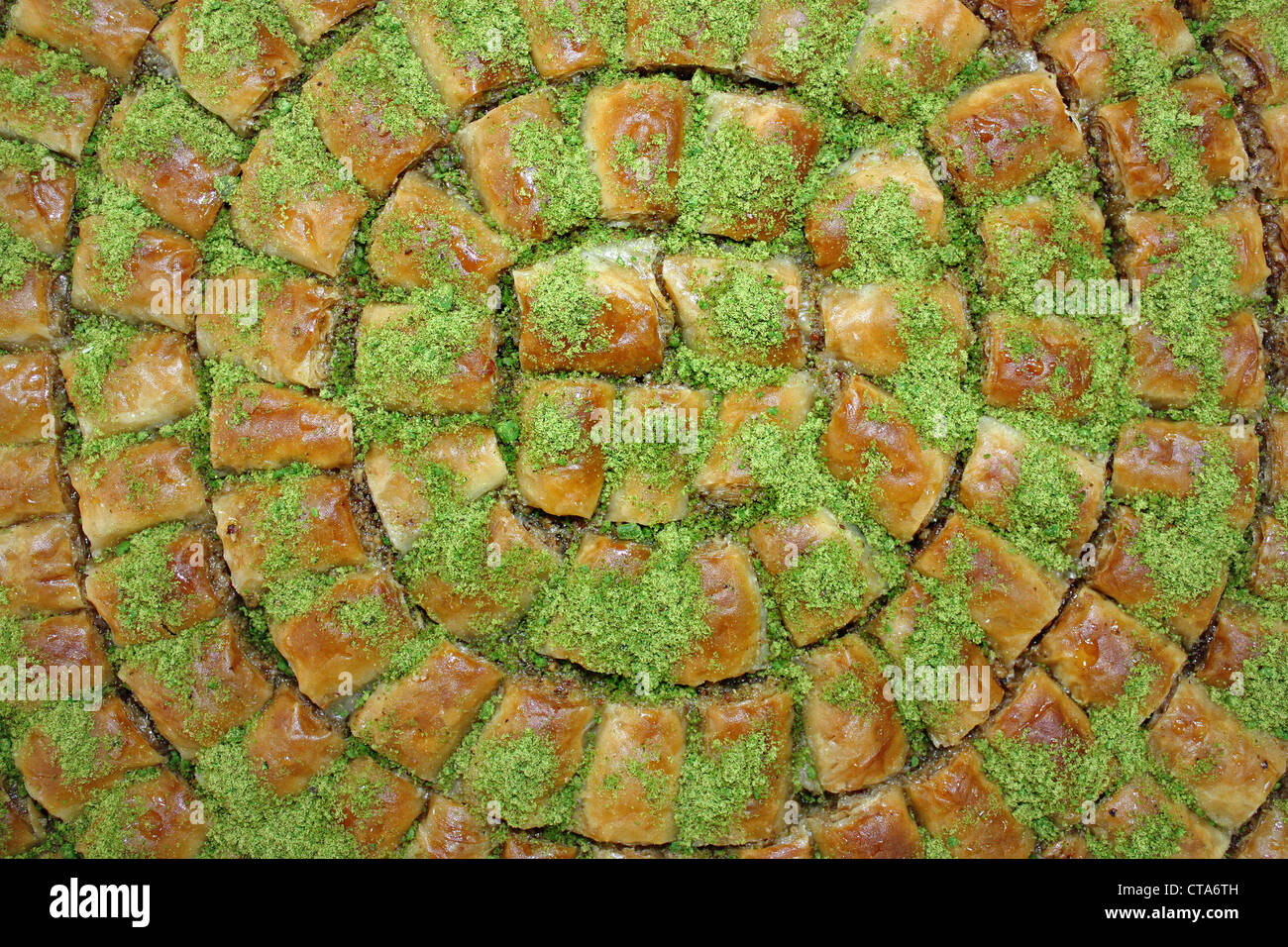 Baklava Traditional MiddleEastern dessert. With pistachio nut Stock