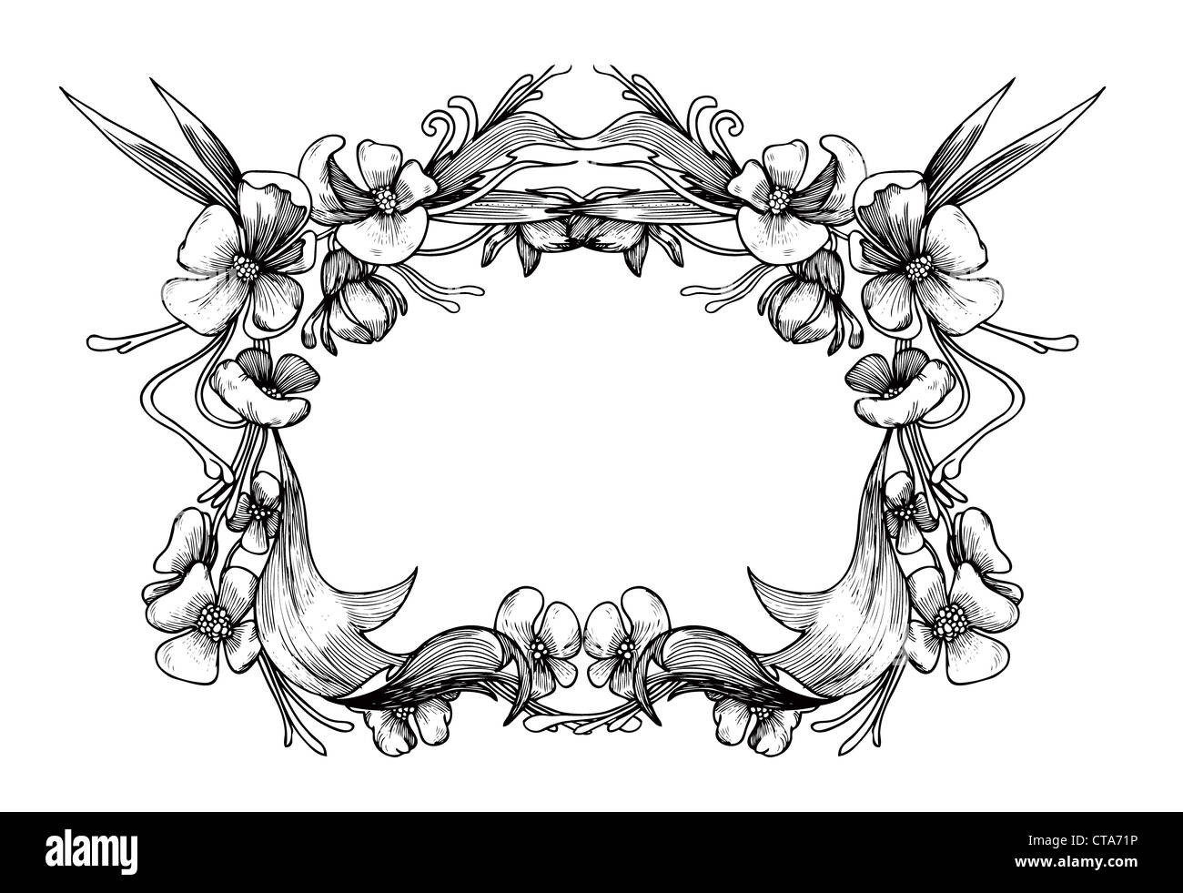 vintage floral frame vector illustration Stock Photo - Alamy