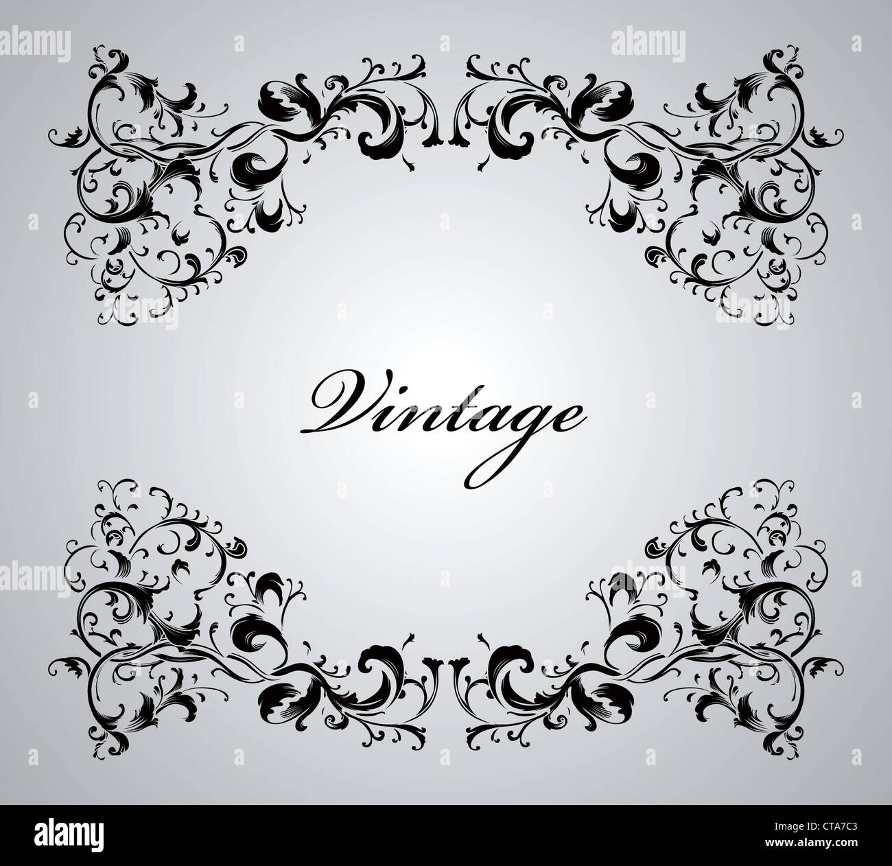 vintage floral frame vector illustration Stock Photo - Alamy