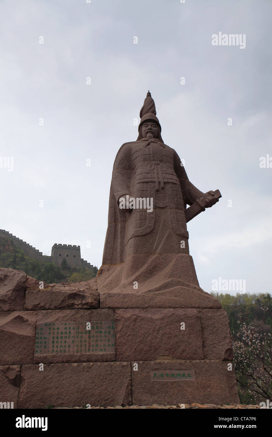 Chinese warrior statue great wall hi-res stock photography