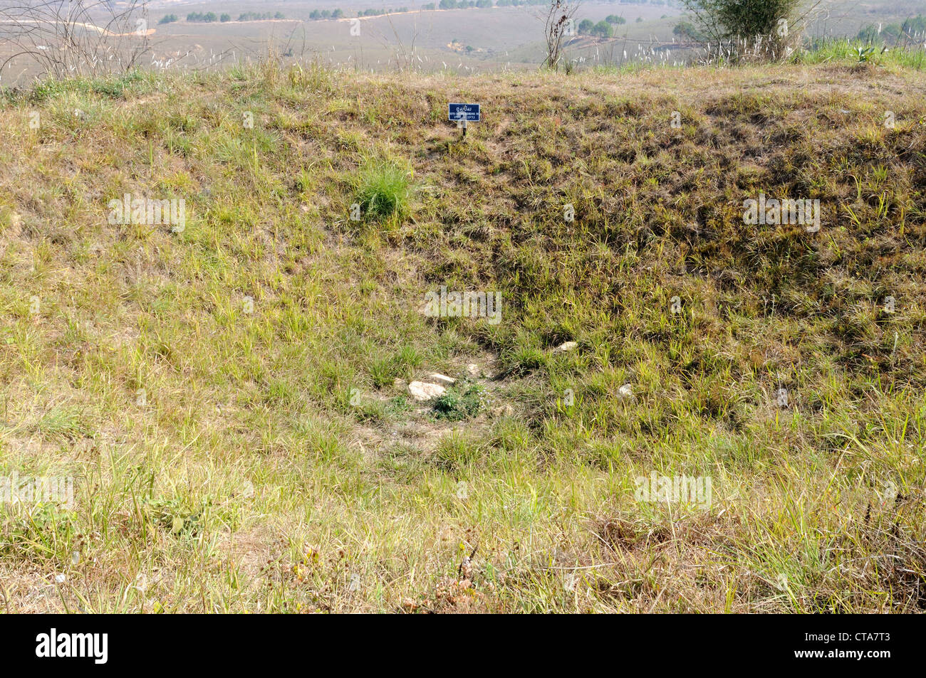 Bomb Crater during the War 1964-1973 Plain of jars site 1 Annamese Cordillera Xieng Khouang Province Northern Laos Stock Photo