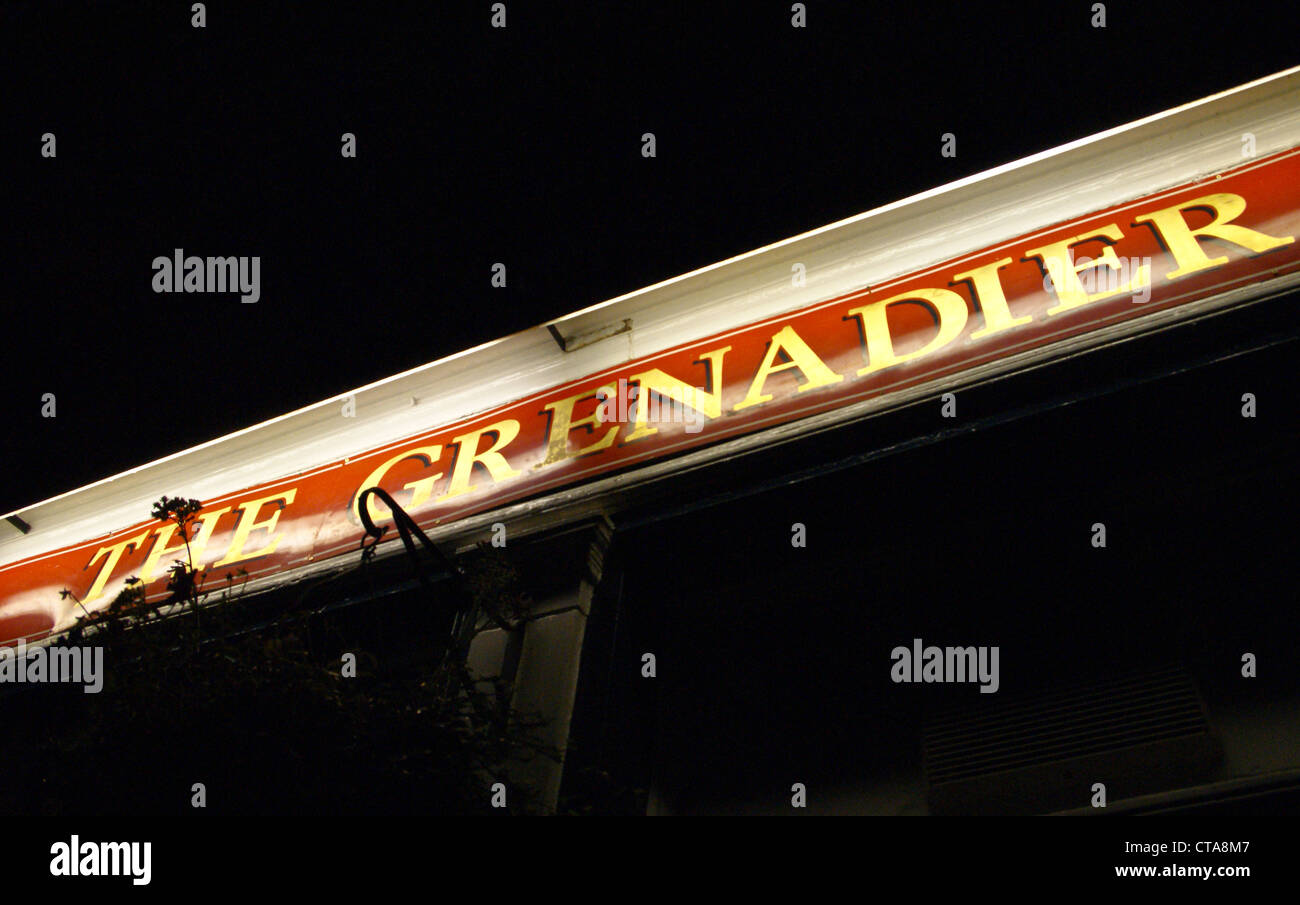 The Grenadier pub, Wilton Row, Belgravia, London, at dusk Stock Photo