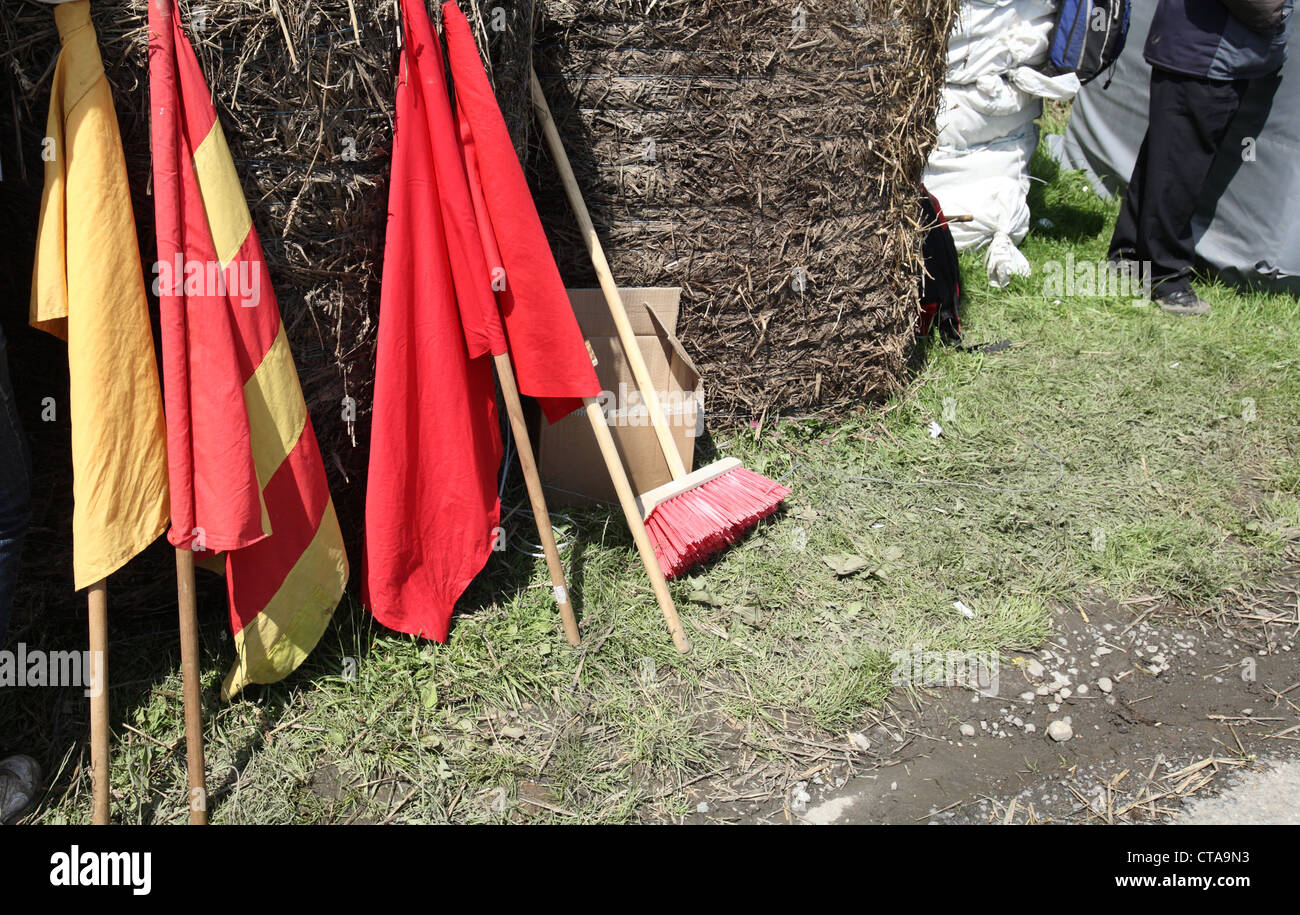 Race Marshals flags Stock Photo