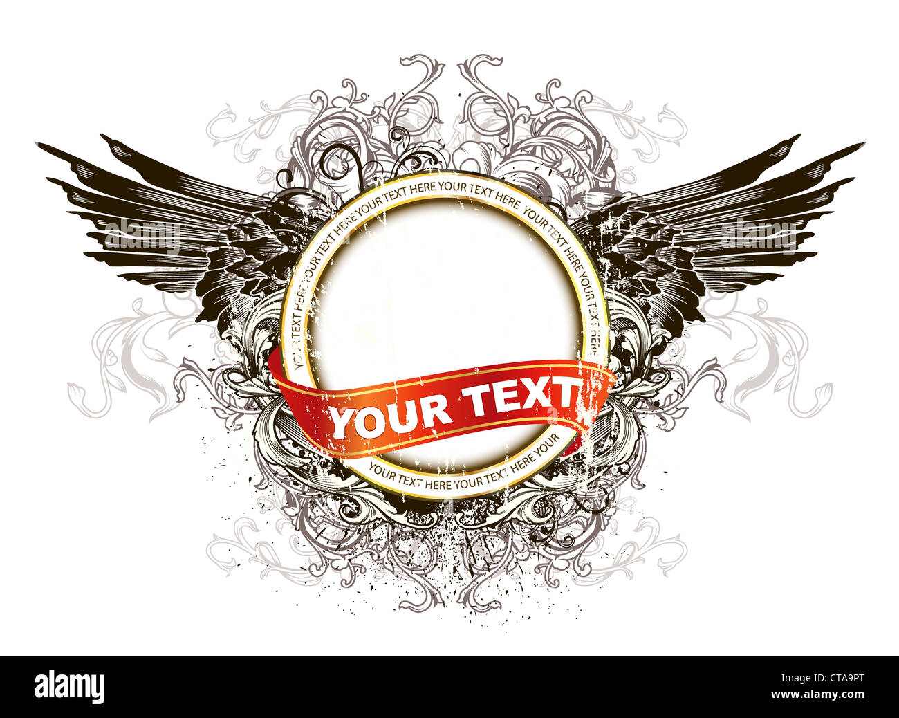 Wing Collection Label vintage label with wings and floral Stock Photo - Alamy