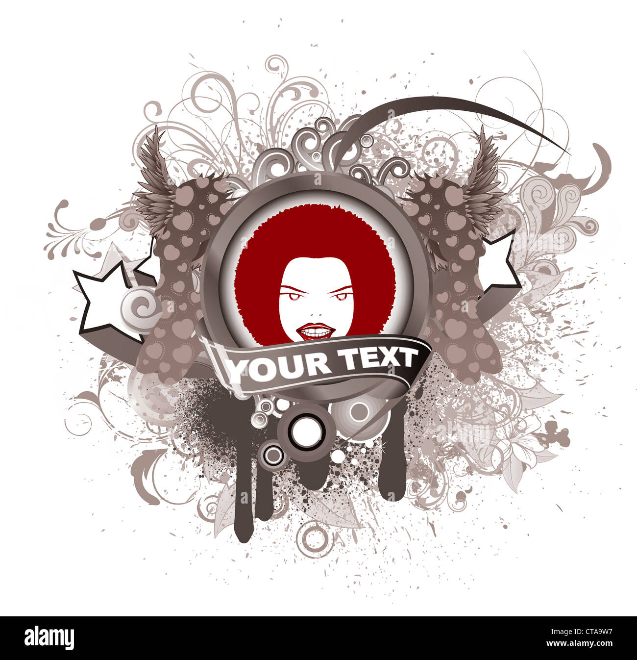 vintage label with funky face Stock Photo - Alamy