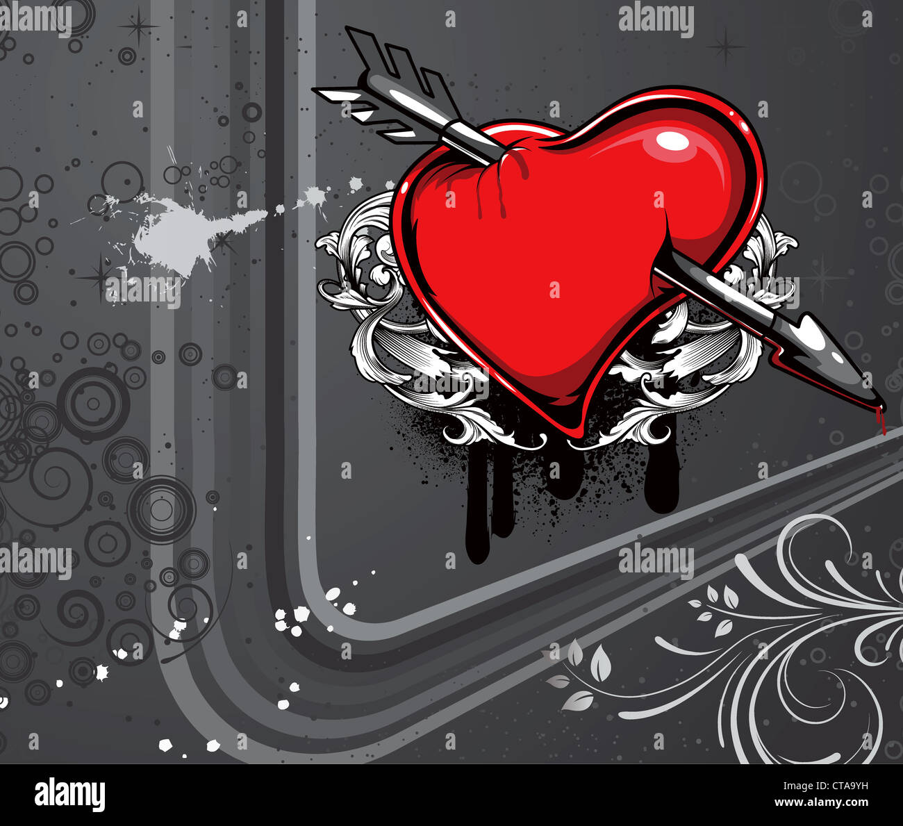 vector heart with grunge background Stock Photo - Alamy