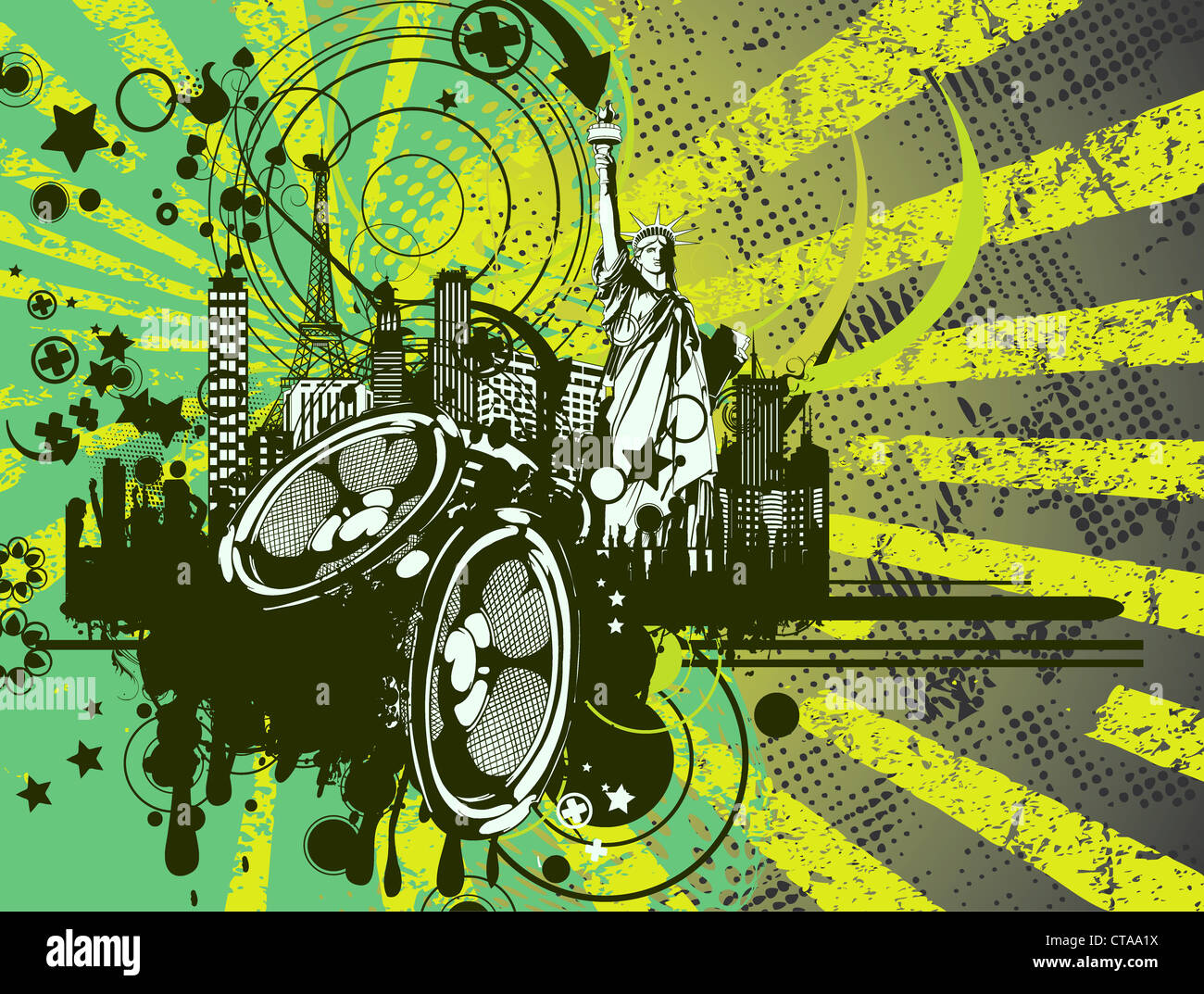 vector concert poster with speakers Stock Photo - Alamy
