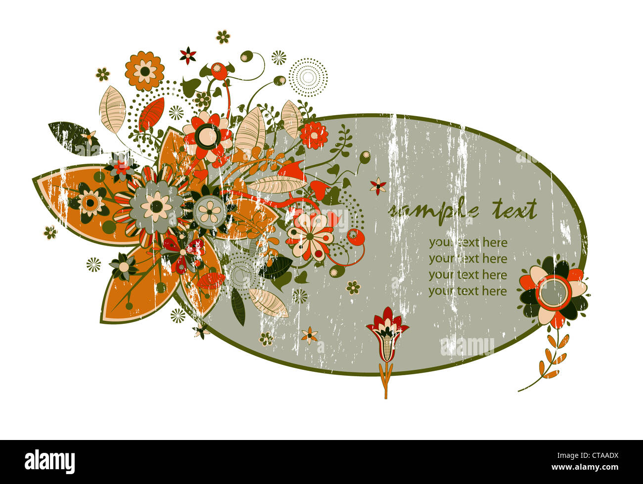 grunge floral frame vector illustration Stock Photo - Alamy