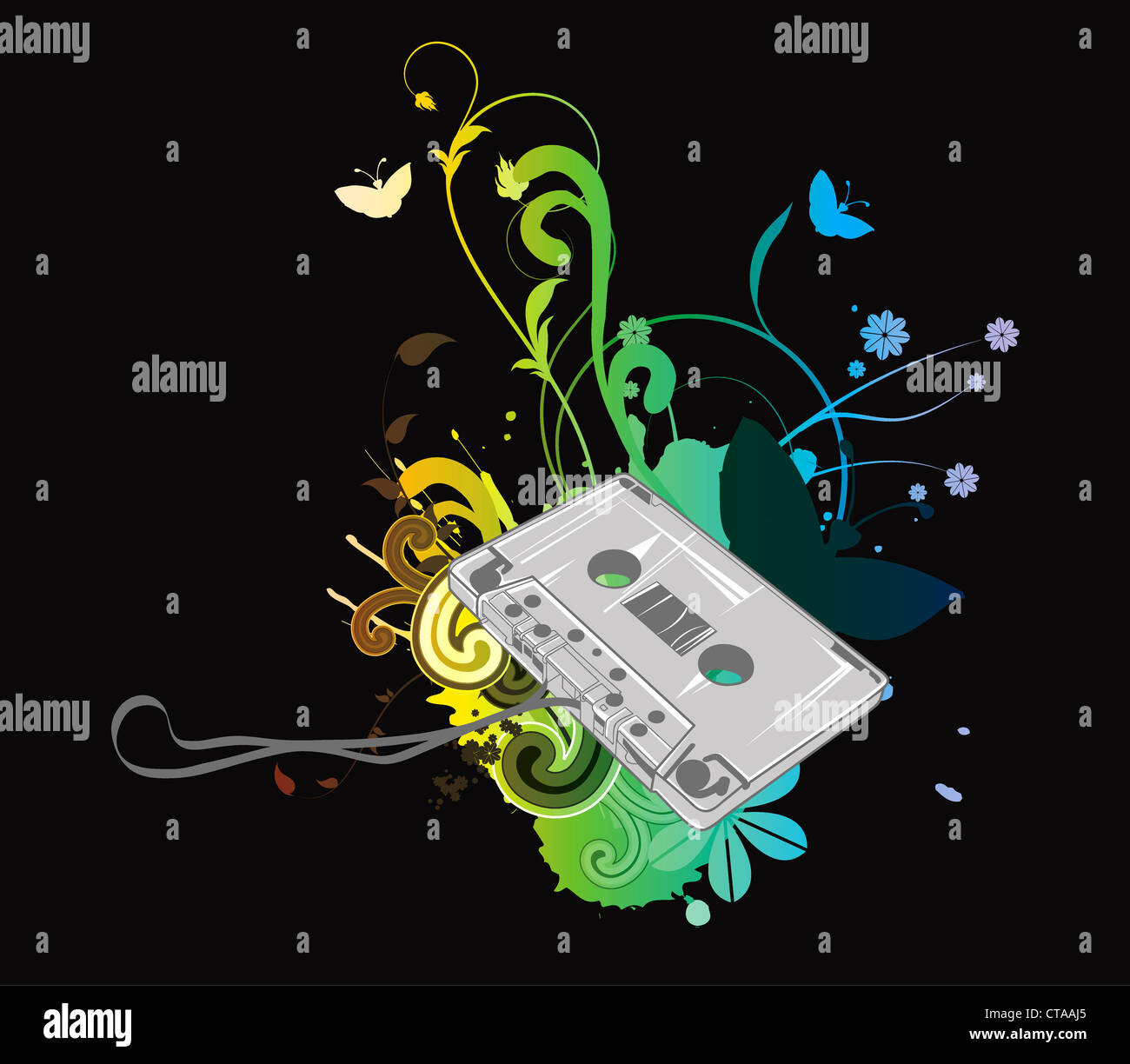 vector concert poster with cassette Stock Photo - Alamy