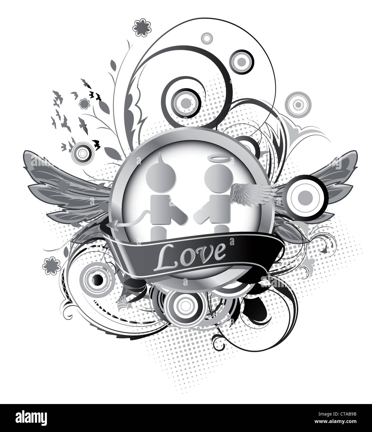 vector abstract label with floral Stock Photo - Alamy