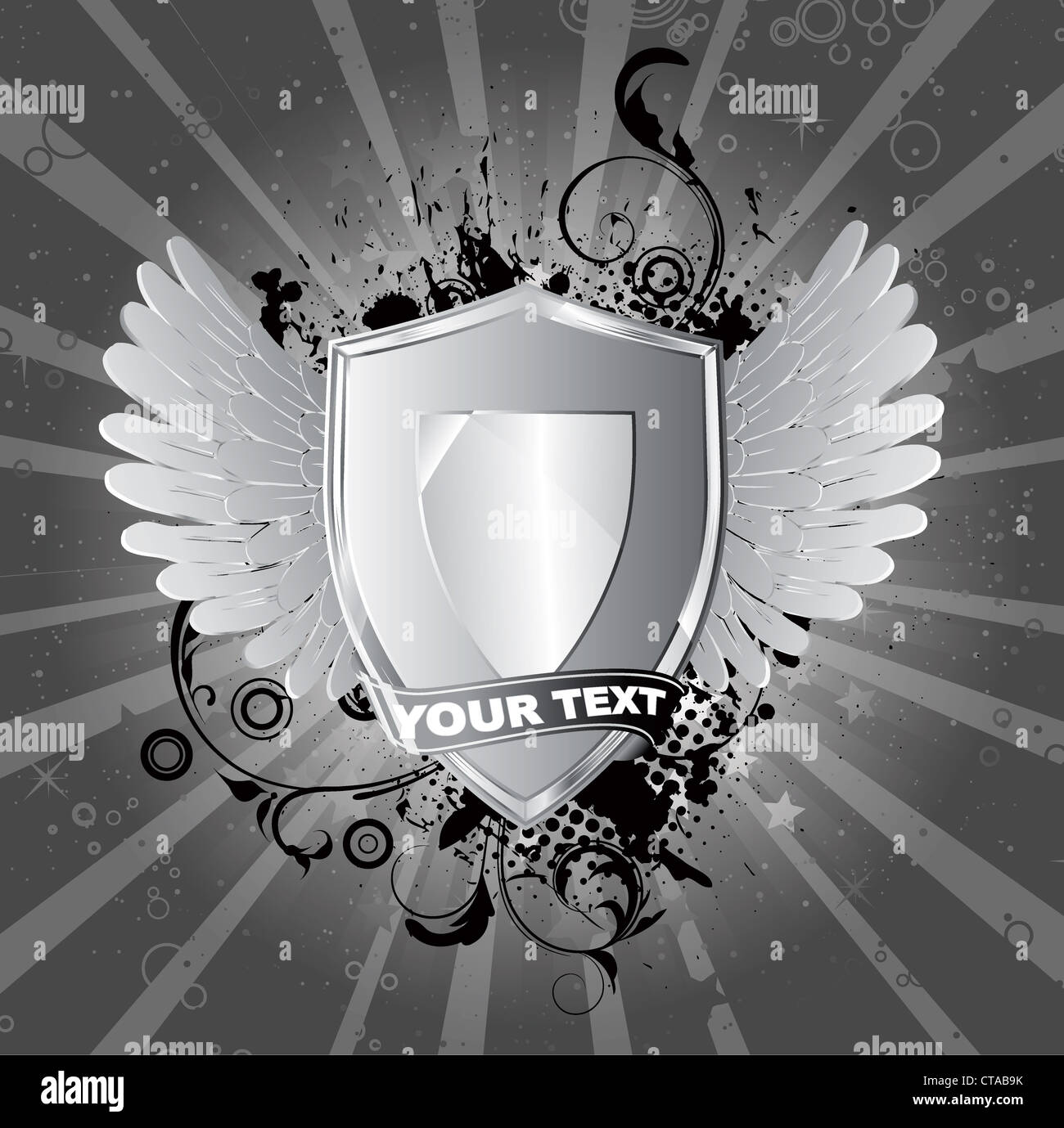 vector vintage shield with floral Stock Photo - Alamy