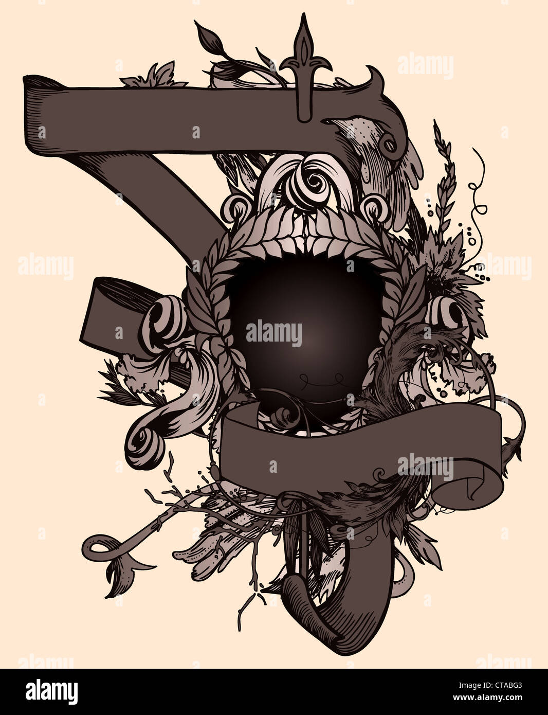 vector vintage emblem with shield Stock Photo - Alamy