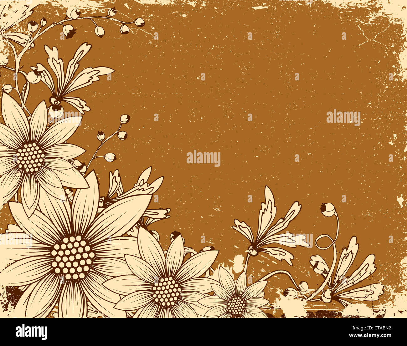 vector vintage background with floral Stock Photo - Alamy