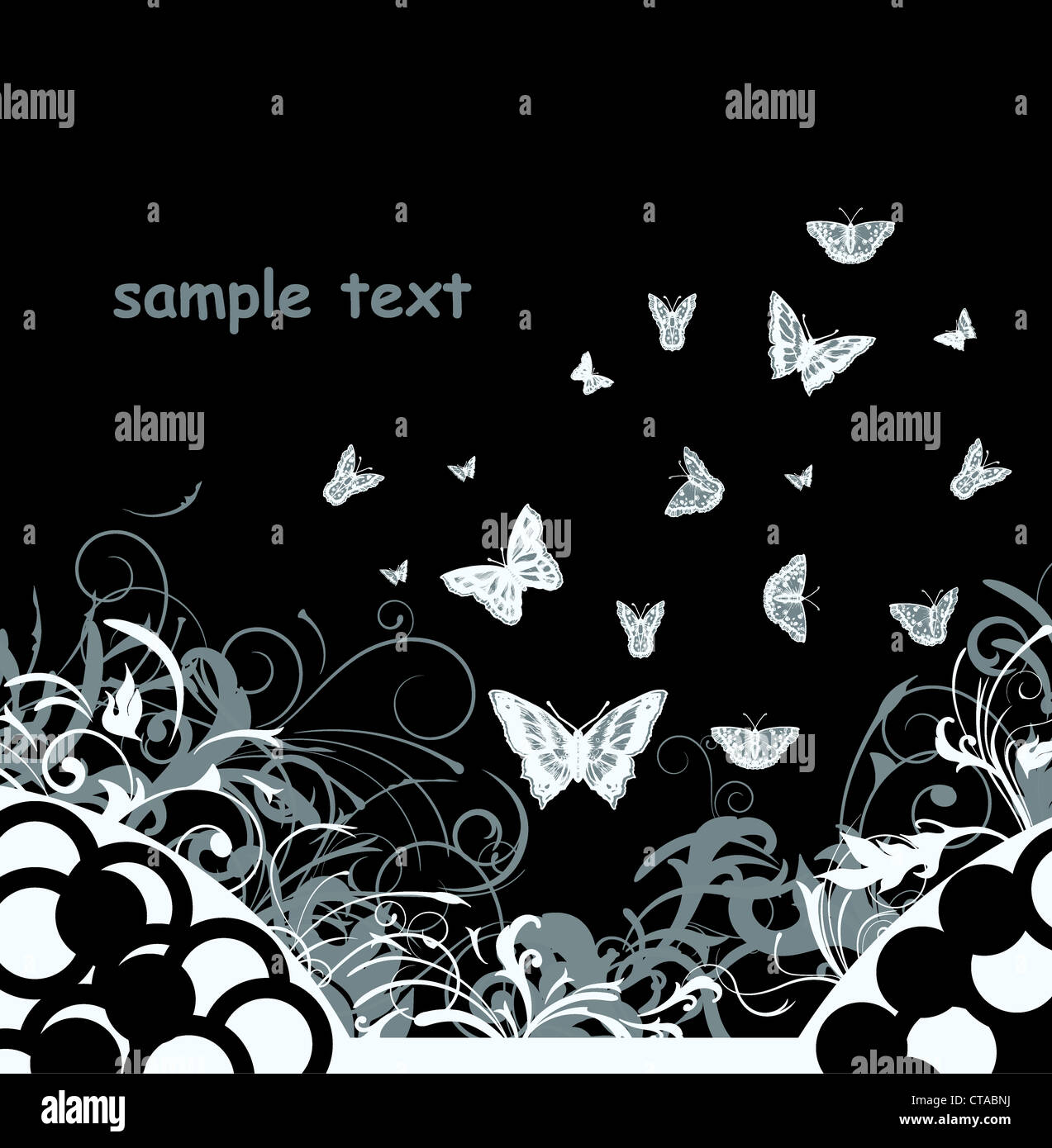 vintage floral background with butterflies vector illustration Stock ...