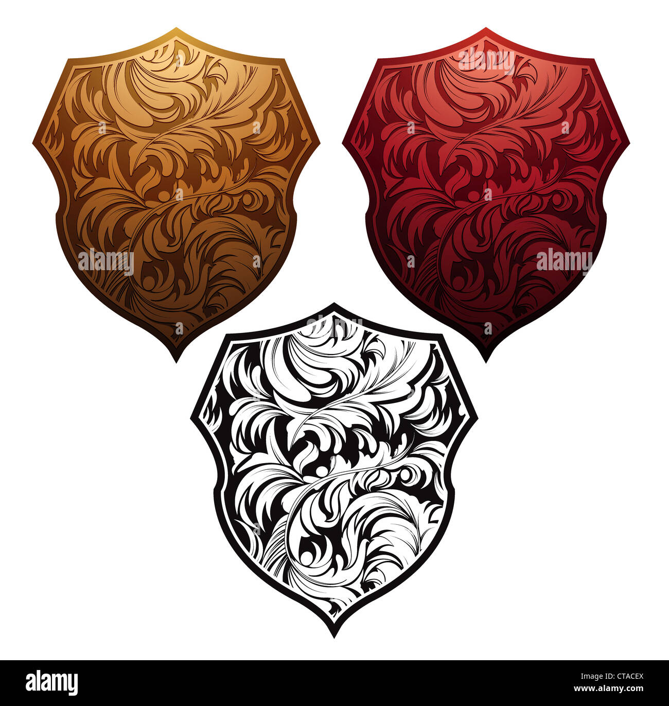 shield with floral vector illustration Stock Photo - Alamy