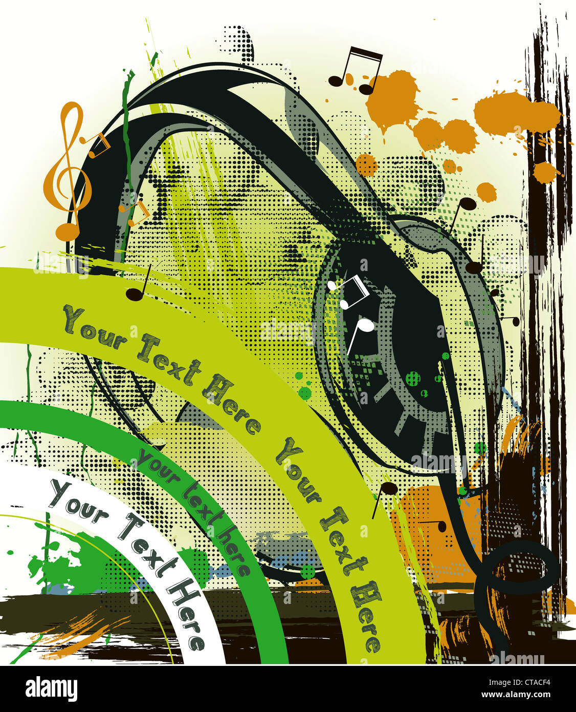 vector concert poster with headphones Stock Photo - Alamy