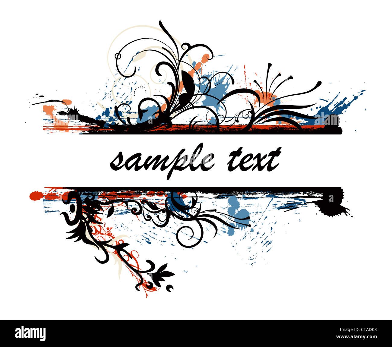 grunge floral frame vector illustration Stock Photo - Alamy