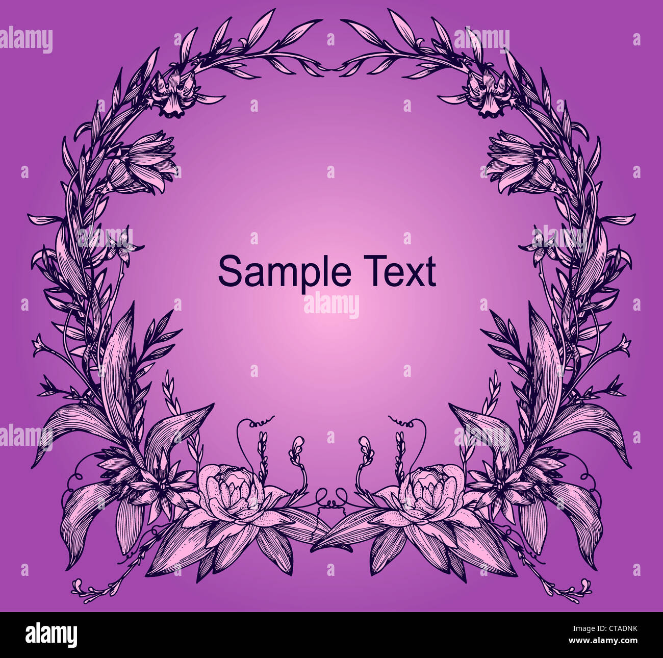 vintage floral frame vector illustration Stock Photo - Alamy