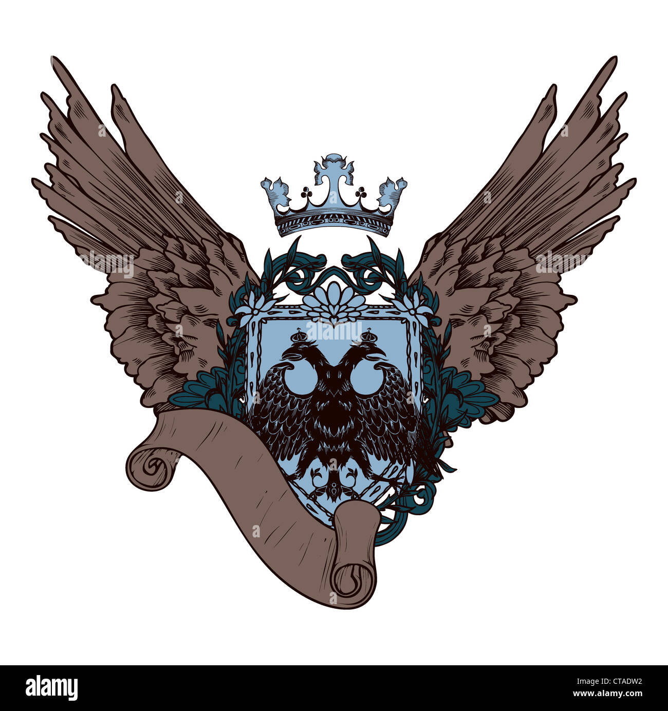 vintage crest with scroll vector illustration Stock Photo - Alamy
