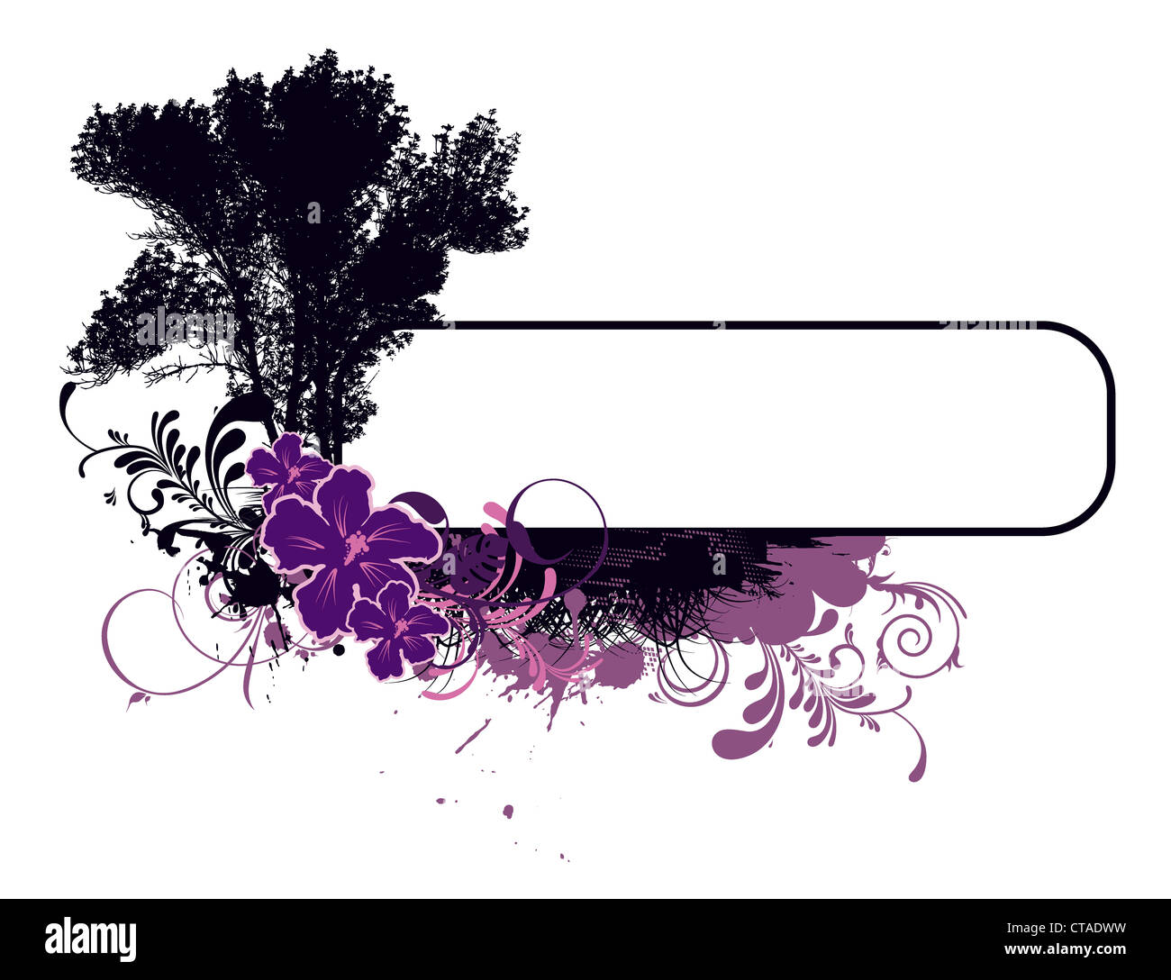grunge floral frame with tree vector illustration Stock Photo - Alamy