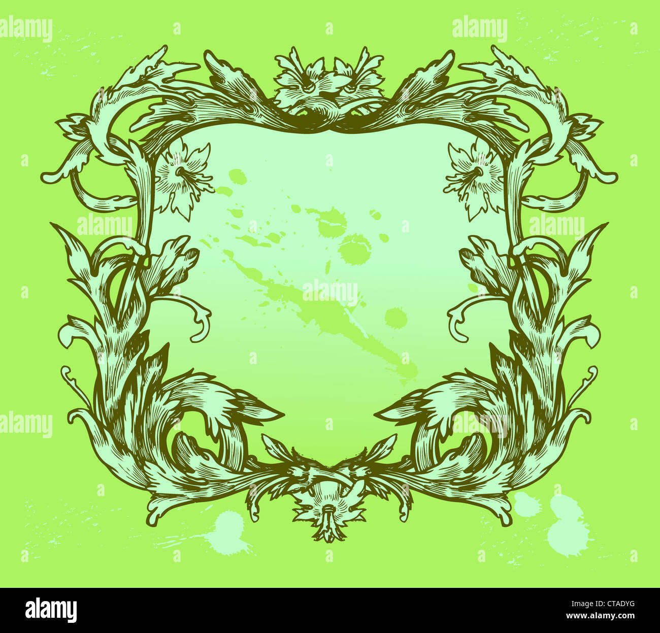 grunge floral frame vector illustration Stock Photo - Alamy