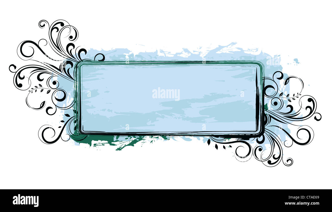 grunge floral frame vector illustration Stock Photo - Alamy