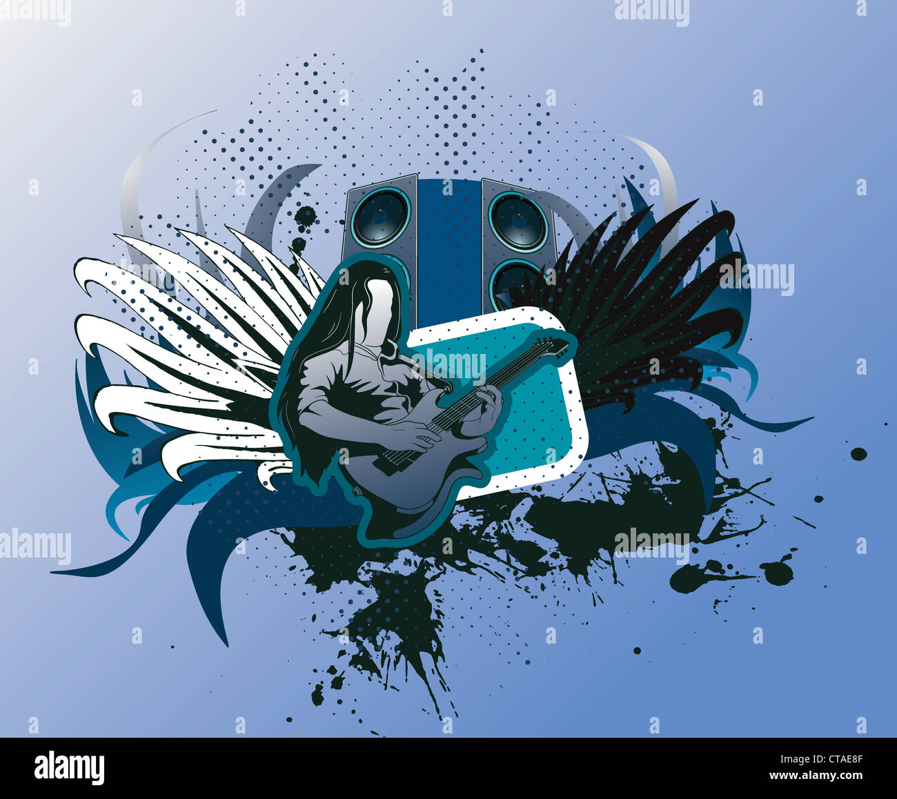 vector concert poster with guitar player Stock Photo - Alamy