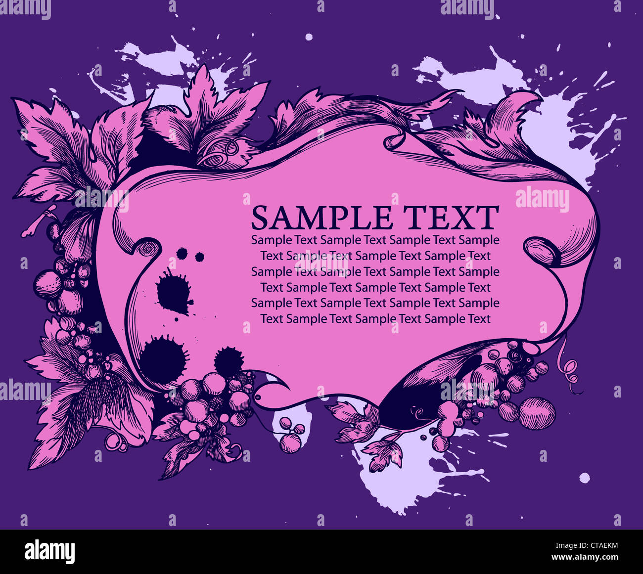 grunge floral frame vector illustration Stock Photo - Alamy