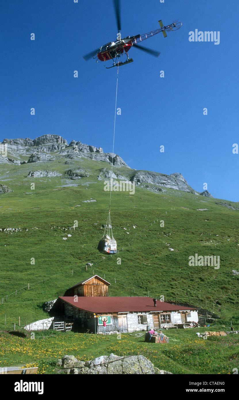 A helicopter provides a secluded courtyard (Switzerland) Stock Photo