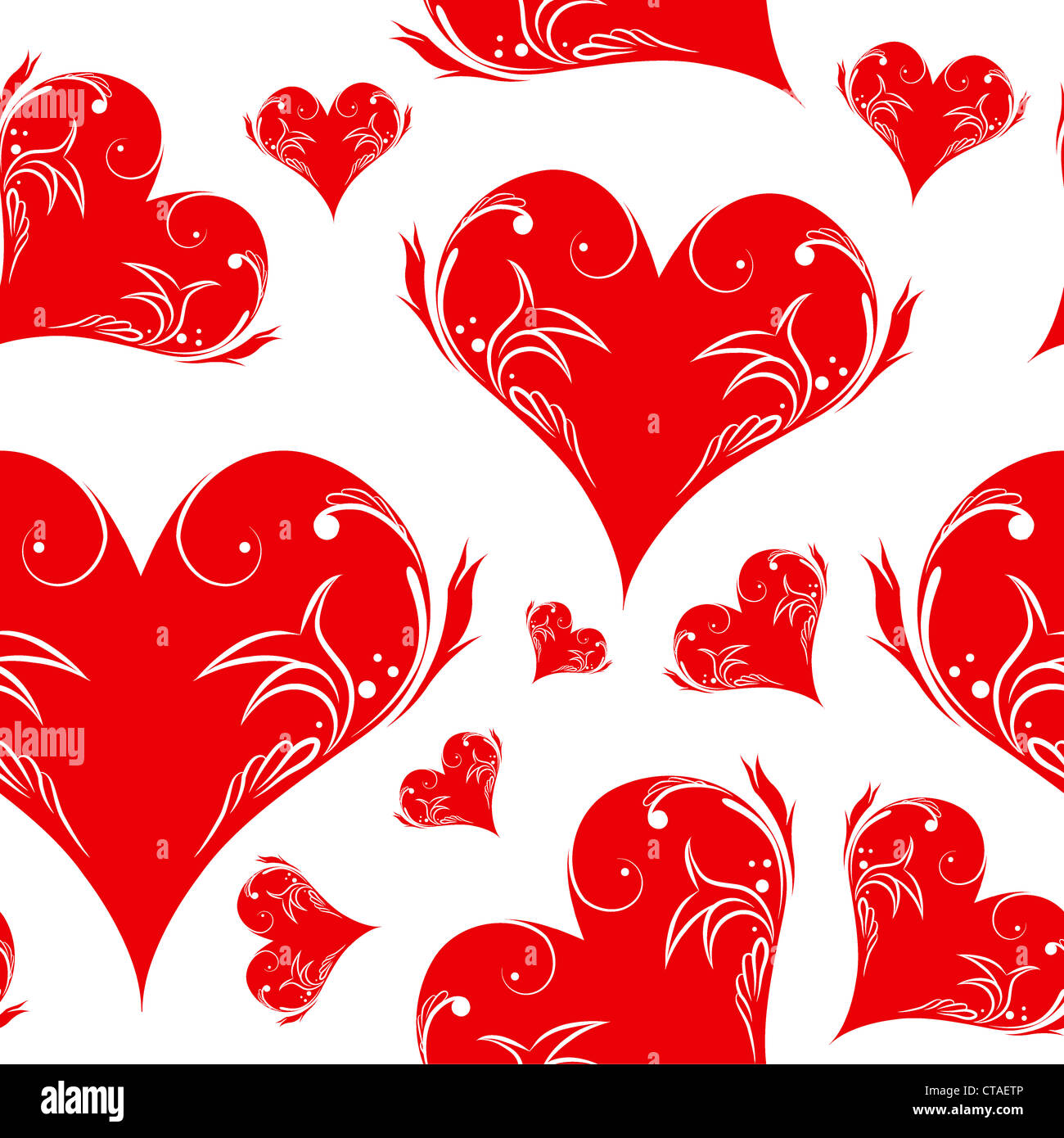 vector vintage seamless pattern with hearts Stock Photo - Alamy