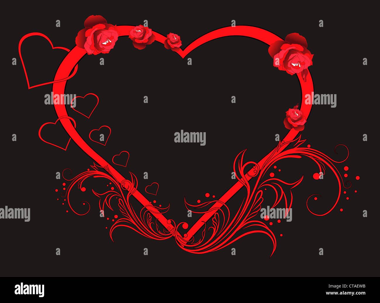 vector vintage heart with roses Stock Photo - Alamy