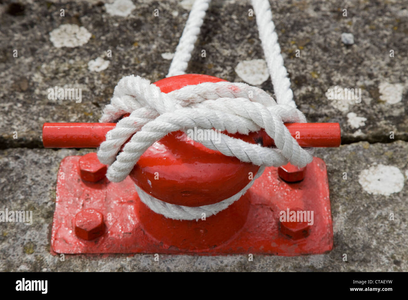 view of boating cleat on public marina in Drumsna, Leitrim, Ireland Stock Photo