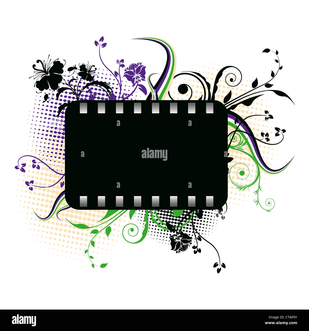 grunge floral frame vector illustration Stock Photo - Alamy