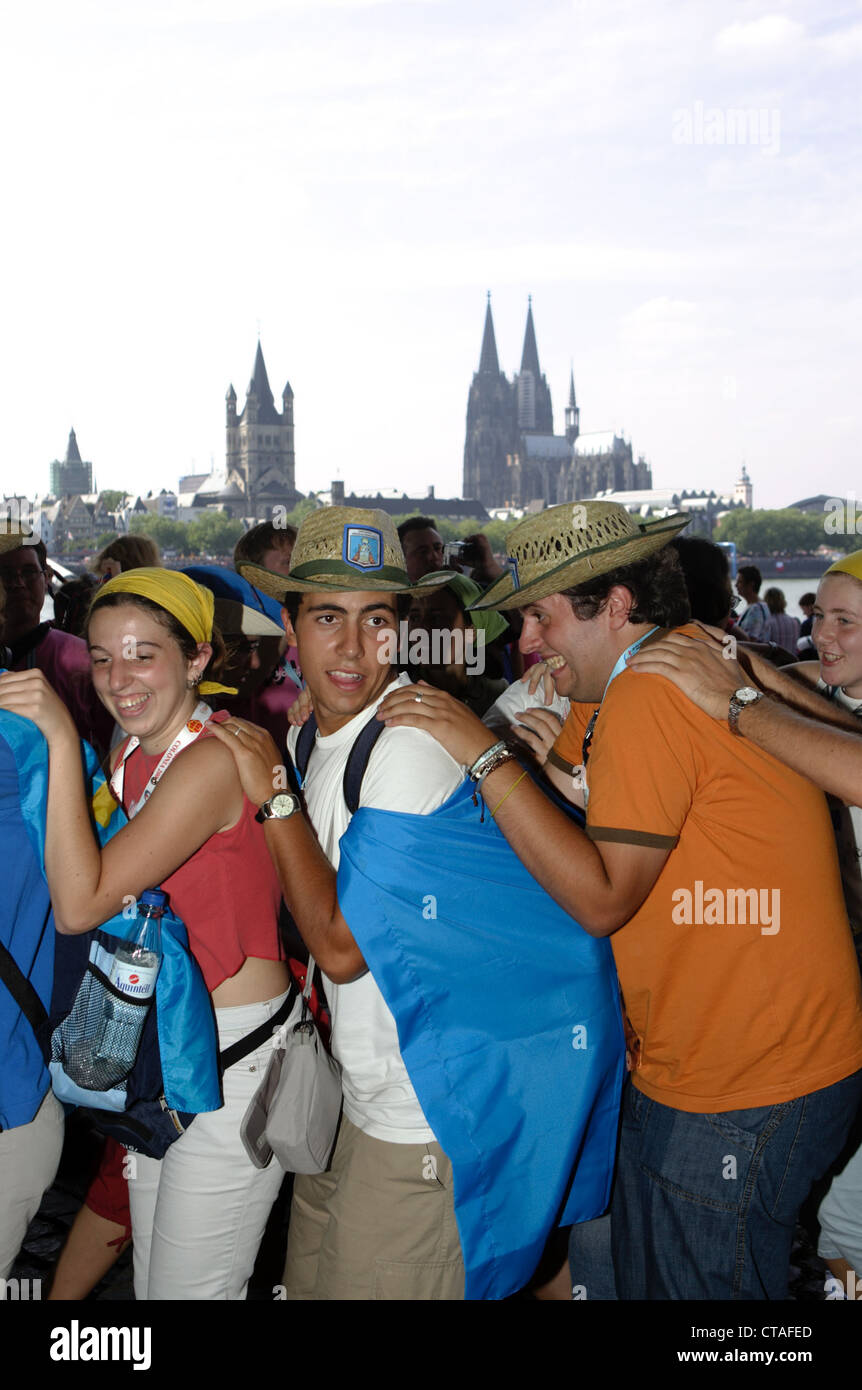 World Youth Day, young pilgrims celebrate Pope Stock Photo