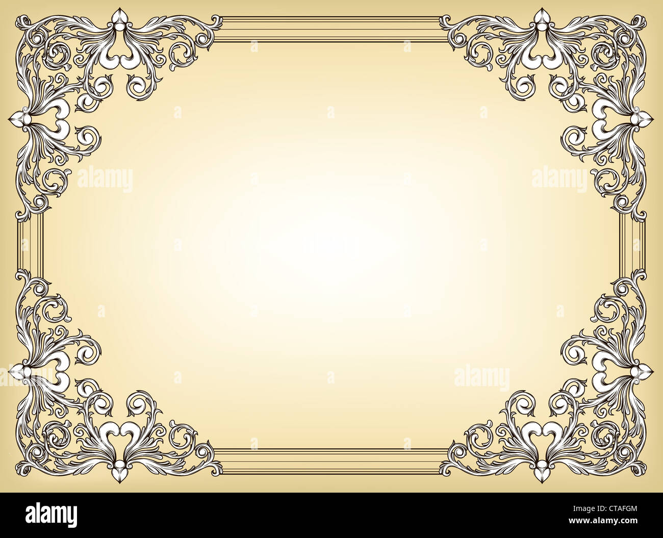 baroque floral frame vector illustration Stock Photo - Alamy