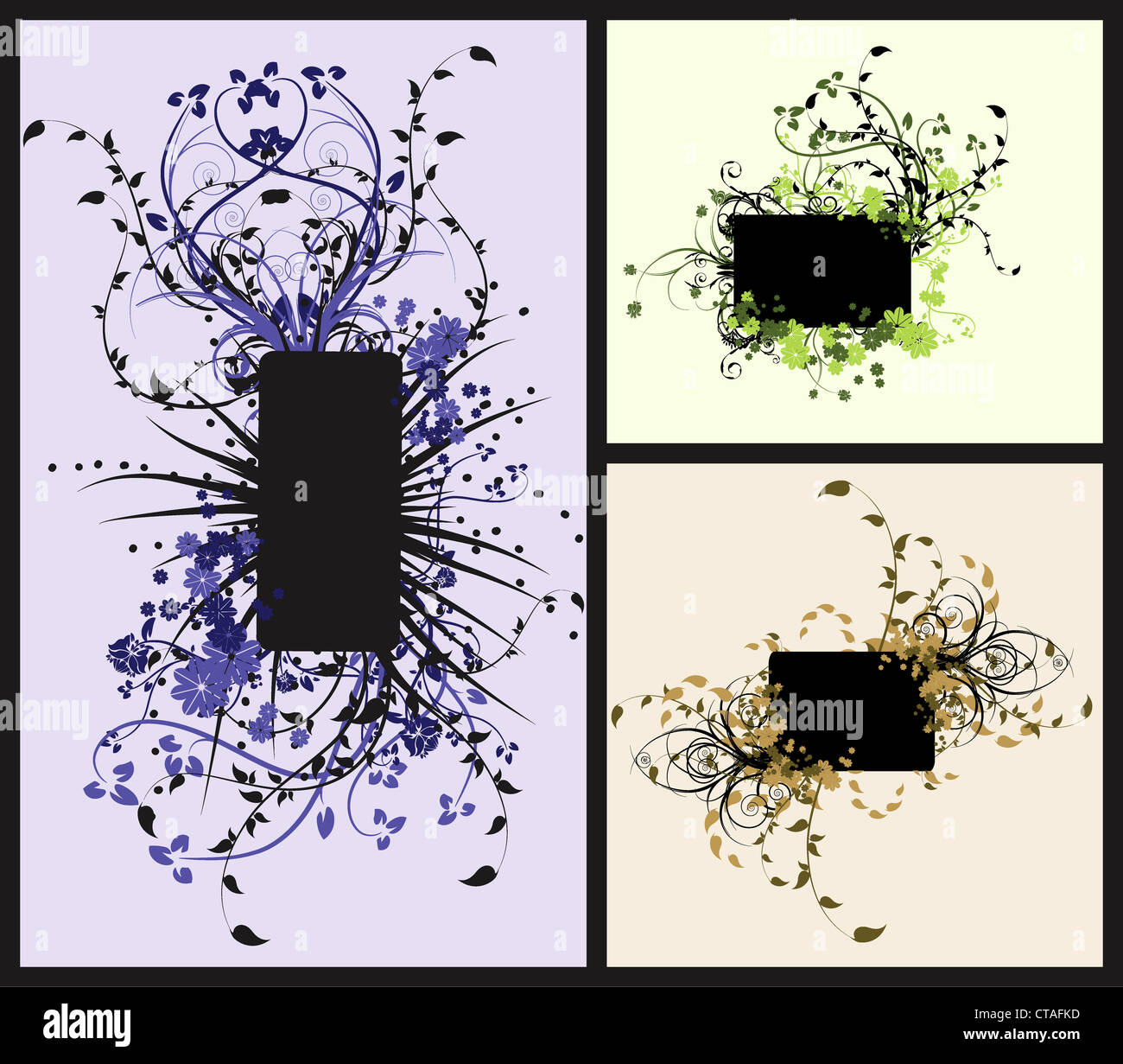 vintage floral frames set vector illustration Stock Photo - Alamy