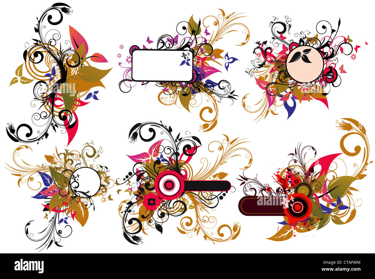 vintage floral frames set vector illustration Stock Photo - Alamy