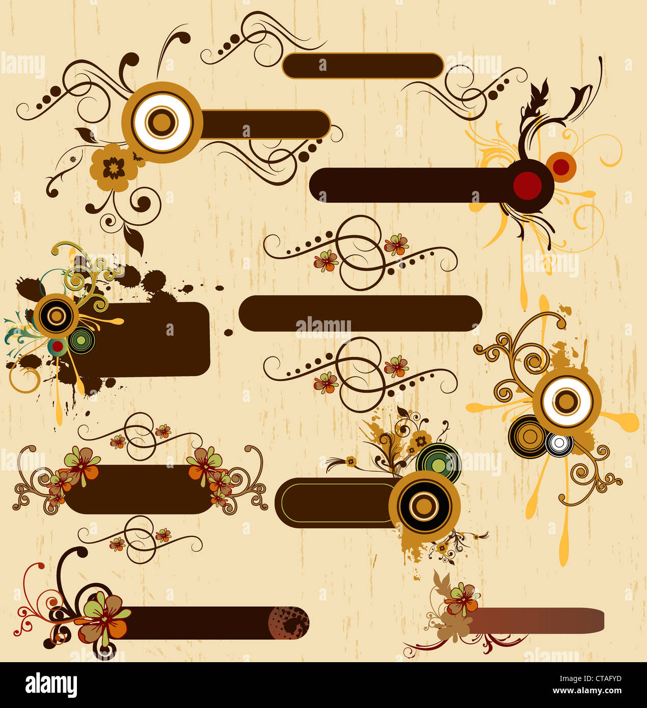 vintage floral frames set vector illustration Stock Photo - Alamy