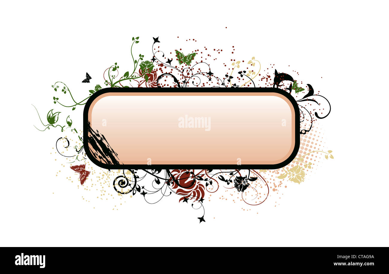 grunge floral frame vector illustration Stock Photo - Alamy