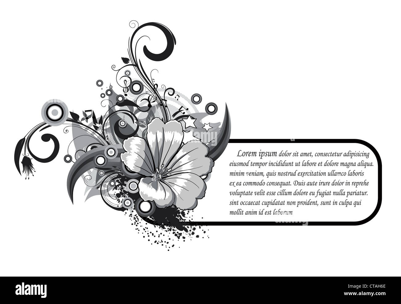 grunge floral frame vector illustration Stock Photo - Alamy