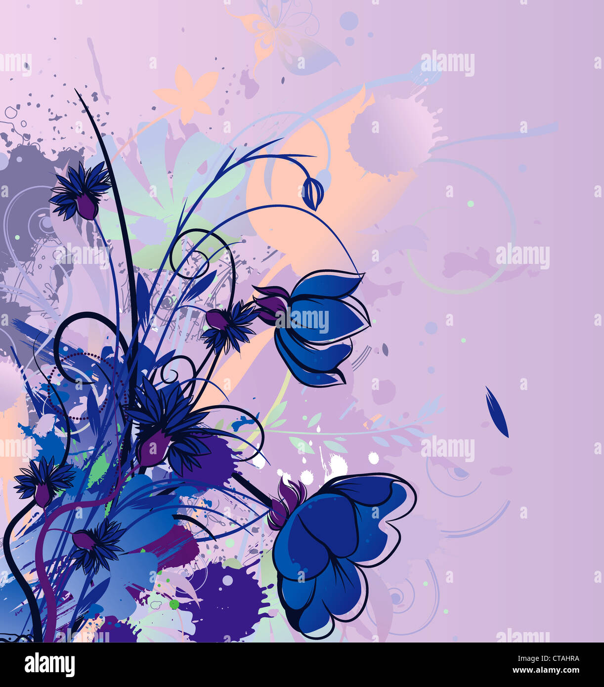vector grunge background with floral Stock Photo - Alamy
